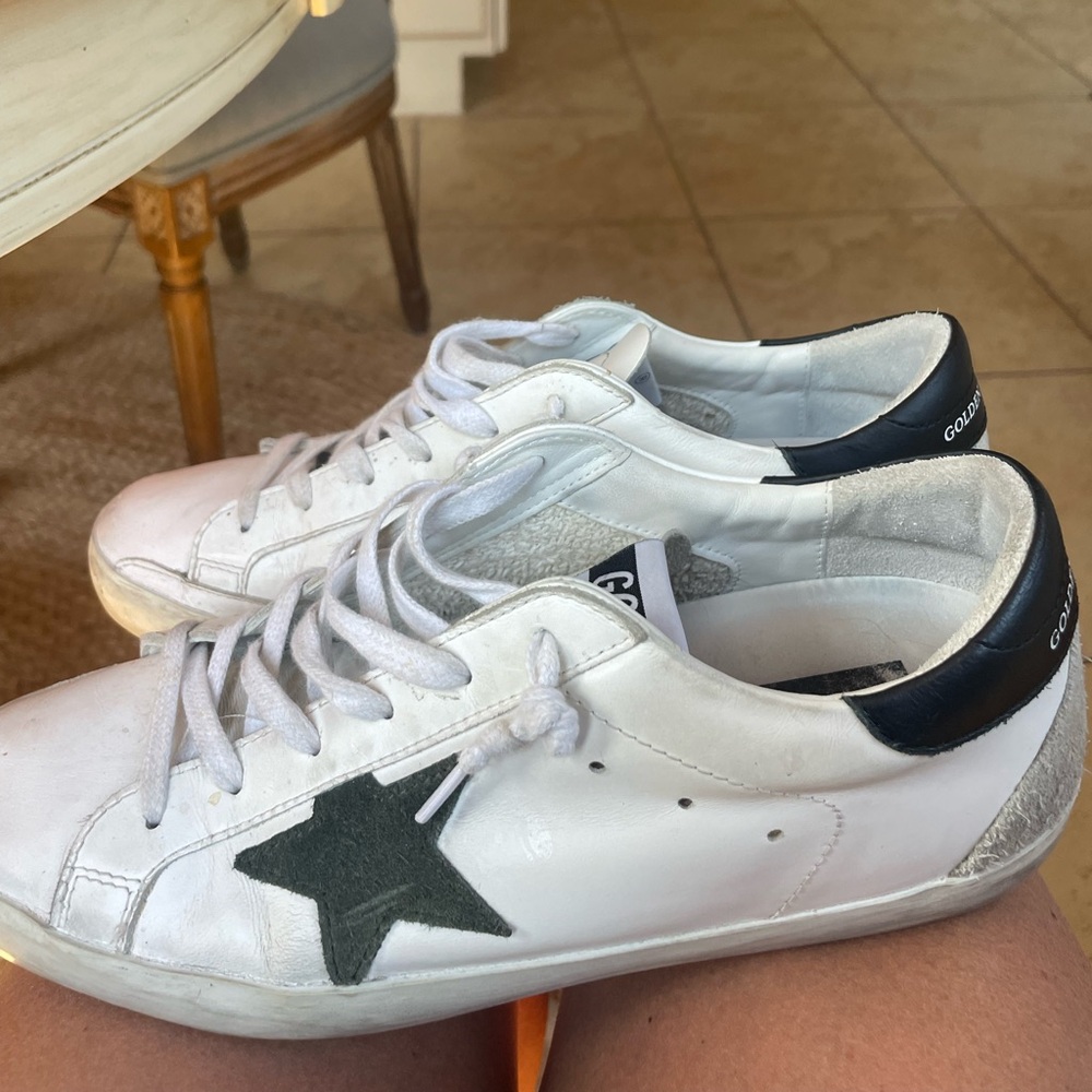 Golden Goose White and Black Athletic Shoes Classic Design